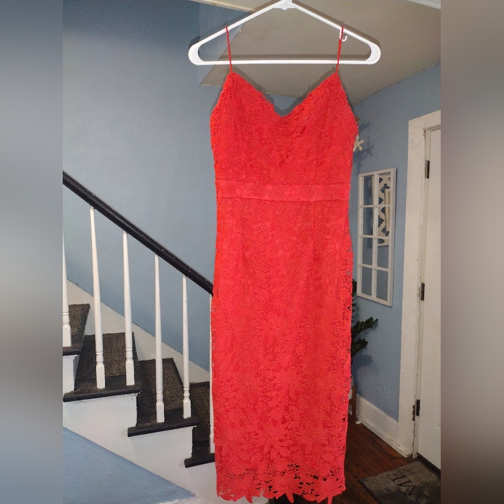 Soprano Women's Size Small Coral Lace Formal Dress
